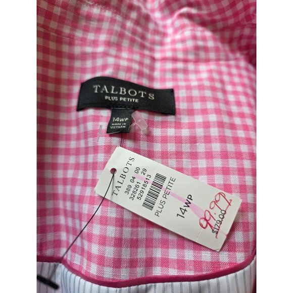 Talbots Plus Petite Pink Linen Gingham Blazer 14wp With Tags - Picture 5 of 7